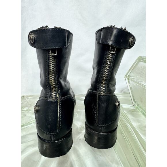 Frye Women's Melissa Short Boot Size 6M Black Leather Strap Button Biker Moto - Picture 4 of 6